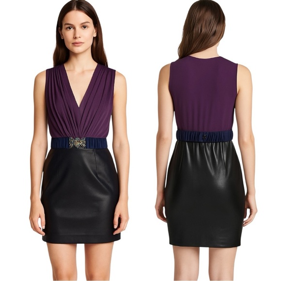 Sandro Silk Rhinestone Embellished Cocktail Dress - Purple Black - US Size 4 - Picture 1 of 9